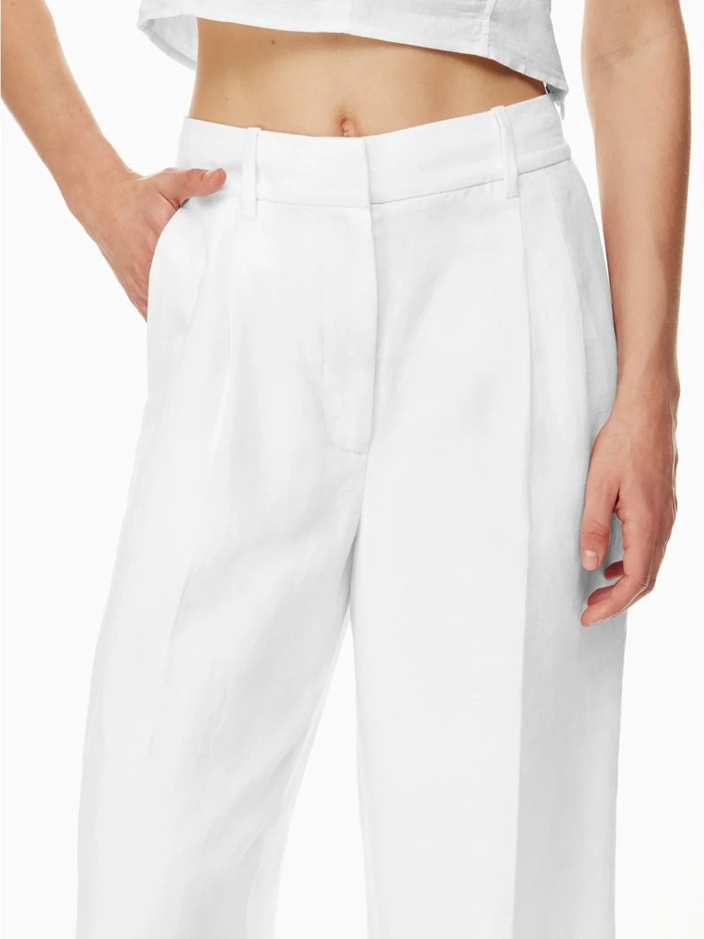 Aritzia Wilfred The Effortless Pant Linen Cropped High Waist Wide Leg NWOT